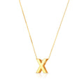 14K yellow gold block letter X initial pendant necklace