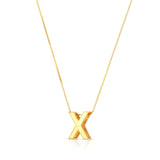 14K yellow gold block letter X initial pendant necklace thumbnail 1