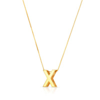 14K Yellow Gold Yours Truly Block Letter Initial X Necklace