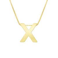 14K Yellow Gold Yours Truly Block Letter Initial X Necklace