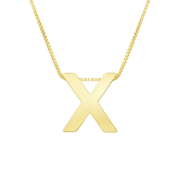 14K Yellow Gold Yours Truly Block Letter Initial X Necklace