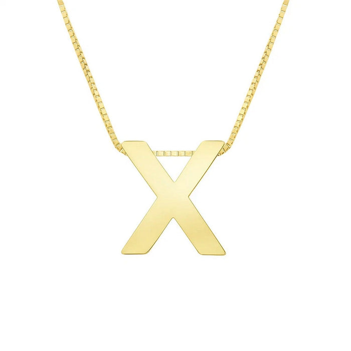 14K Yellow Gold Yours Truly Block Letter Initial X Necklace