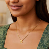 14K Yellow Gold Yours Truly Block Letter Initial X Necklace thumbnail 3
