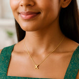 14K Yellow Gold Yours Truly Block Letter Initial X Necklace thumbnail 4