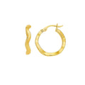 14K yellow gold twist hoop earrings with rope-textured continuous band