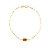 14K Yellow Gold Citrine Paperclip Bracelet (1.50 mm) thumbnail 2