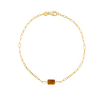 14K Yellow Gold Citrine Paperclip Bracelet (1.50 mm)