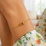 14K Yellow Gold Citrine Paperclip Bracelet (1.50 mm) thumbnail 3