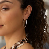 Sterling Silver Rhodium Plated Bamboo Hoop Earrings thumbnail 3