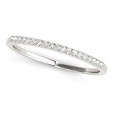14K white gold ring with round diamond stones set across the band thumbnail 1