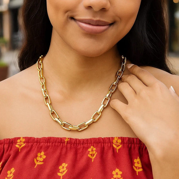 14k Yellow Gold French Cable Link Necklace (9mm)