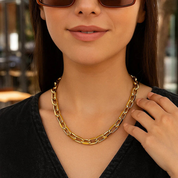 14k Yellow Gold French Cable Link Necklace (9mm)