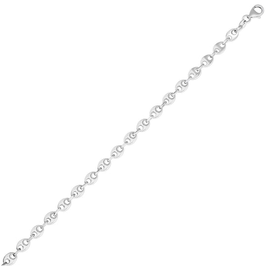 Sterling Silver Rhodium Plated Puffed Mariner Chain (3.70 mm)