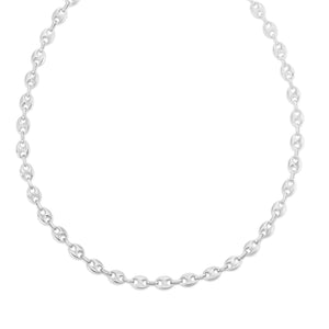 Sterling Silver Rhodium Plated Puffed Mariner Chain (3.70 mm)