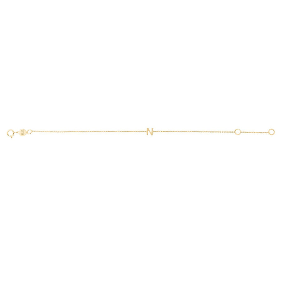 14K Yellow Gold Mini Initial N Bracelet