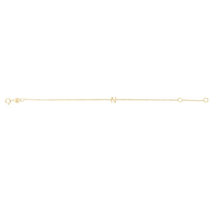 14K Yellow Gold Mini Initial N Bracelet