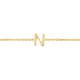 14K Yellow Gold Mini Initial N Bracelet thumbnail 3