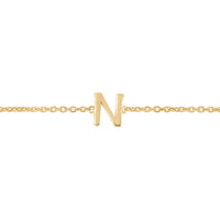 14K Yellow Gold Mini Initial N Bracelet