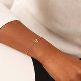 14K Yellow Gold Mini Initial N Bracelet thumbnail 7