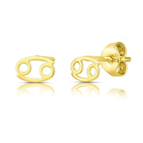 14k Yellow Gold Cancer Stud Earrings thumbnail 1