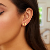 14k Yellow Gold Cancer Stud Earrings thumbnail 3