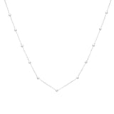 14K white gold Saturn bead chain necklace with round beaded links thumbnail 1