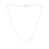 14K White Gold Saturn Bead Chain Necklace thumbnail 2