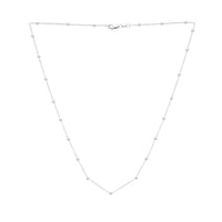 14K White Gold Saturn Bead Chain Necklace