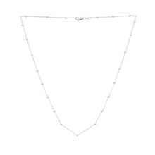 14K White Gold Saturn Bead Chain Necklace