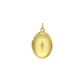 14K yellow gold locket pendant with oval diamond accent