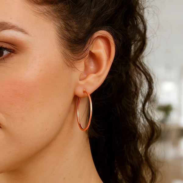 Classic Hoop Earrings in 14K Rose Gold (2x40 mm)