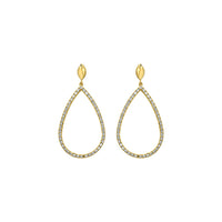 14K Two Tone Gold Diamon Oro Marquise Earrings