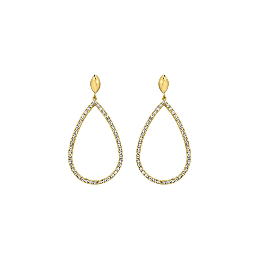 14K Two Tone Gold Diamon Oro Marquise Earrings