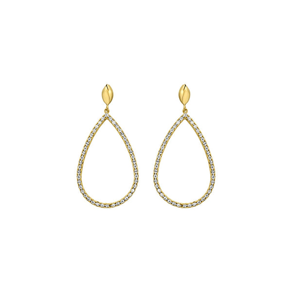 14K Two Tone Gold Diamon Oro Marquise Earrings