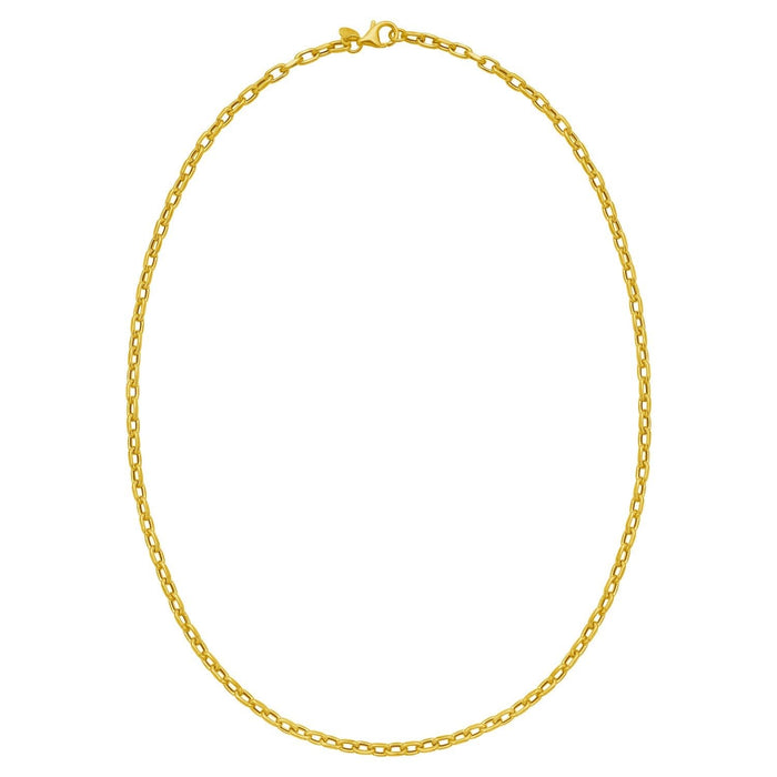 14K Yellow Gold Charm Link Cable Chain Necklace (3.30 mm)