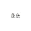 14K white gold stud earrings with 2 round diamond stones