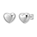 Sterling Silver Rhodium Plated Puffed Small Heart Stud Earrings thumbnail 2
