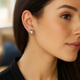 Sterling Silver Rhodium Plated Puffed Small Heart Stud Earrings thumbnail 4