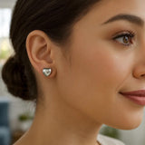 Sterling Silver Rhodium Plated Puffed Small Heart Stud Earrings thumbnail 5