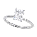 10K white gold ring with emerald-cut diamond solitaire