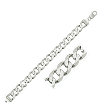 Load image into Gallery viewer, Rhodium Plated Sterling Silver Curb Style Bracelet (11.60 mm)