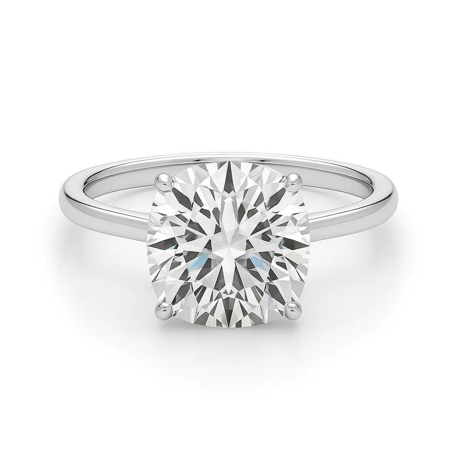 5 Carat Cushion Lab Grown IGI G/VS1 Diamond Solitaire Ring in 14K White Gold