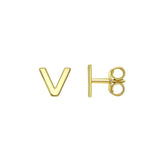 14K Yellow Gold Yours Truly Initial V Stud Earrings thumbnail 1