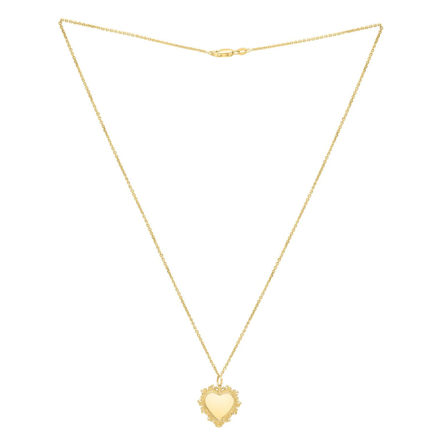 Baroque Heart Necklace in 14K Yellow Gold