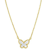 14K Yellow Gold Primavera Mother of Pearl Butterfly Necklace thumbnail 3