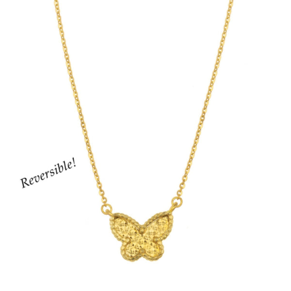 14K Yellow Gold Primavera Mother of Pearl Butterfly Necklace