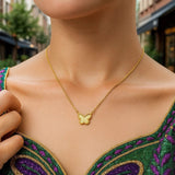 14K Yellow Gold Primavera Mother of Pearl Butterfly Necklace thumbnail 7