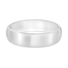 Sterling Silver Rhodium Plated Domed Classic Bangle (18.50 mm)