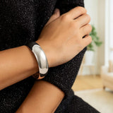 Sterling Silver Rhodium Plated Domed Classic Bangle (18.50 mm) thumbnail 6