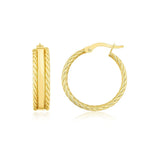 14K Yellow Gold Triple Row Hoop Earrings thumbnail 1